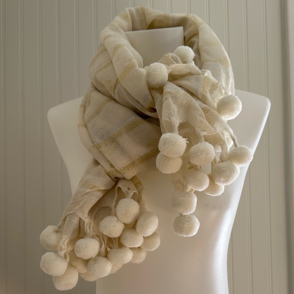 J. Crew Wrap Scarf with Pom Poms